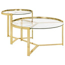Delia 2-Piece Round Glass Top Nesting Coffee Table Gold