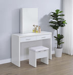Home & Sleep Outlet - Bunbury Makeup Vanity Table Set Storage Mirror and Stool White