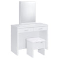 Home & Sleep Outlet - Bunbury Makeup Vanity Table Set Storage Mirror and Stool White
