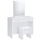 Home & Sleep Outlet - Bunbury Makeup Vanity Table Set Storage Mirror and Stool White