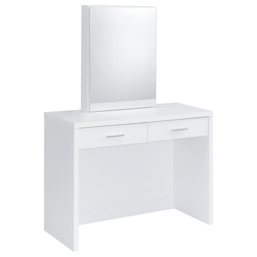 Home & Sleep Outlet - Bunbury Makeup Vanity Table Set Storage Mirror and Stool White