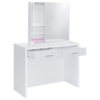 Home & Sleep Outlet - Bunbury Makeup Vanity Table Set Storage Mirror and Stool White