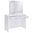 Bunbury Makeup Vanity Table Set Storage Mirror and Stool White