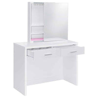 Bunbury Makeup Vanity Table Set Storage Mirror and Stool White