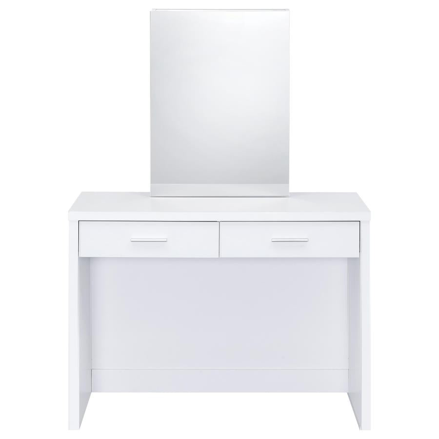 Home & Sleep Outlet - Bunbury Makeup Vanity Table Set Storage Mirror and Stool White