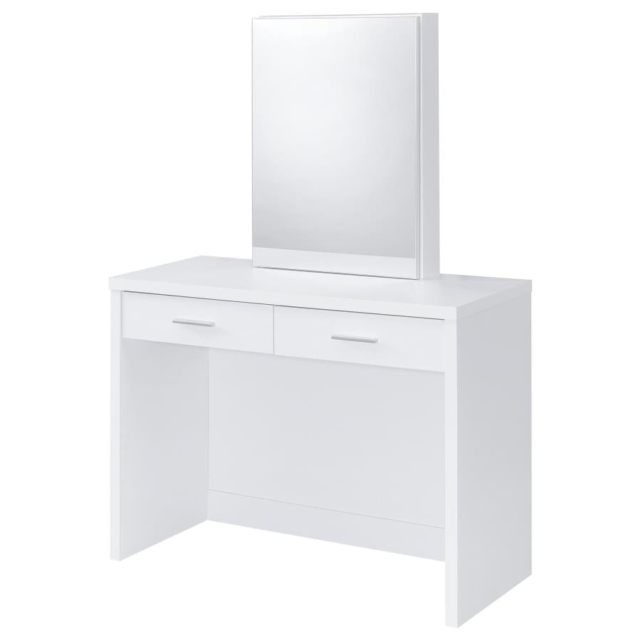 Home & Sleep Outlet - Bunbury Makeup Vanity Table Set Storage Mirror and Stool White