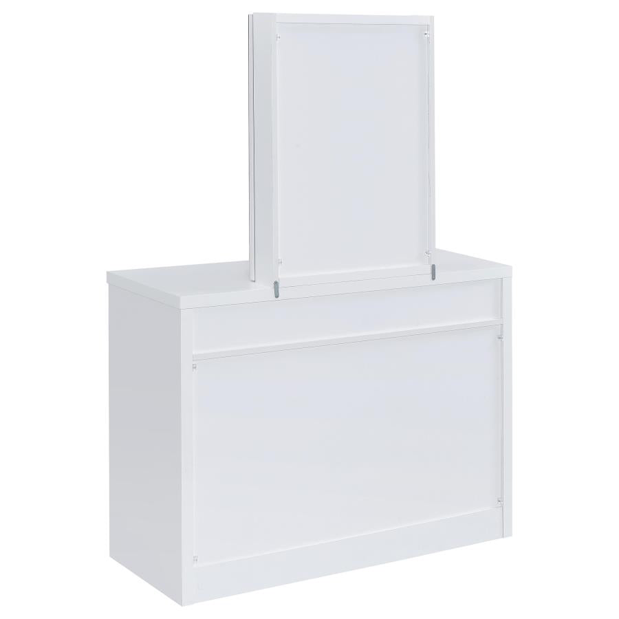 Home & Sleep Outlet - Bunbury Makeup Vanity Table Set Storage Mirror and Stool White