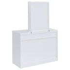 Home & Sleep Outlet - Bunbury Makeup Vanity Table Set Storage Mirror and Stool White