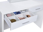 Home & Sleep Outlet - Bunbury Makeup Vanity Table Set Storage Mirror and Stool White