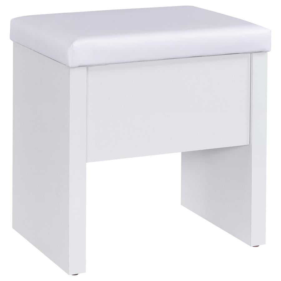 Home & Sleep Outlet - Bunbury Makeup Vanity Table Set Storage Mirror and Stool White