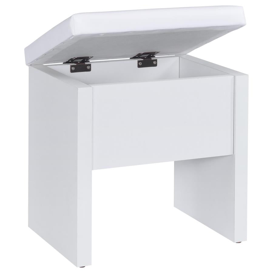 Home & Sleep Outlet - Bunbury Makeup Vanity Table Set Storage Mirror and Stool White