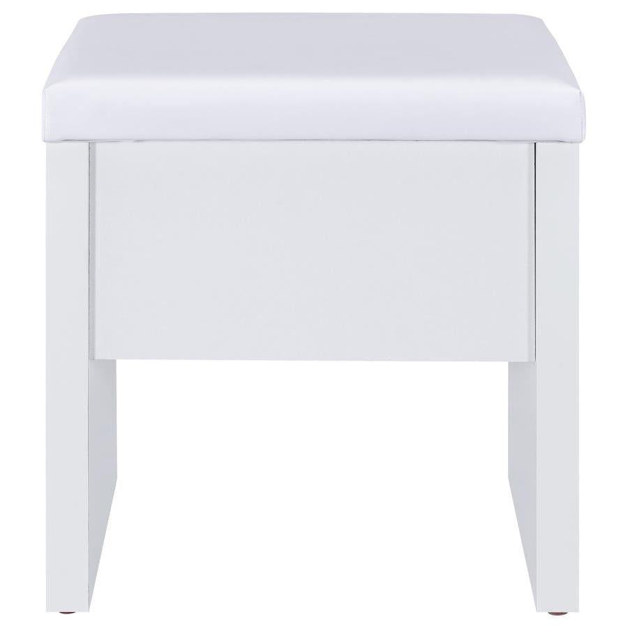 Home & Sleep Outlet - Bunbury Makeup Vanity Table Set Storage Mirror and Stool White