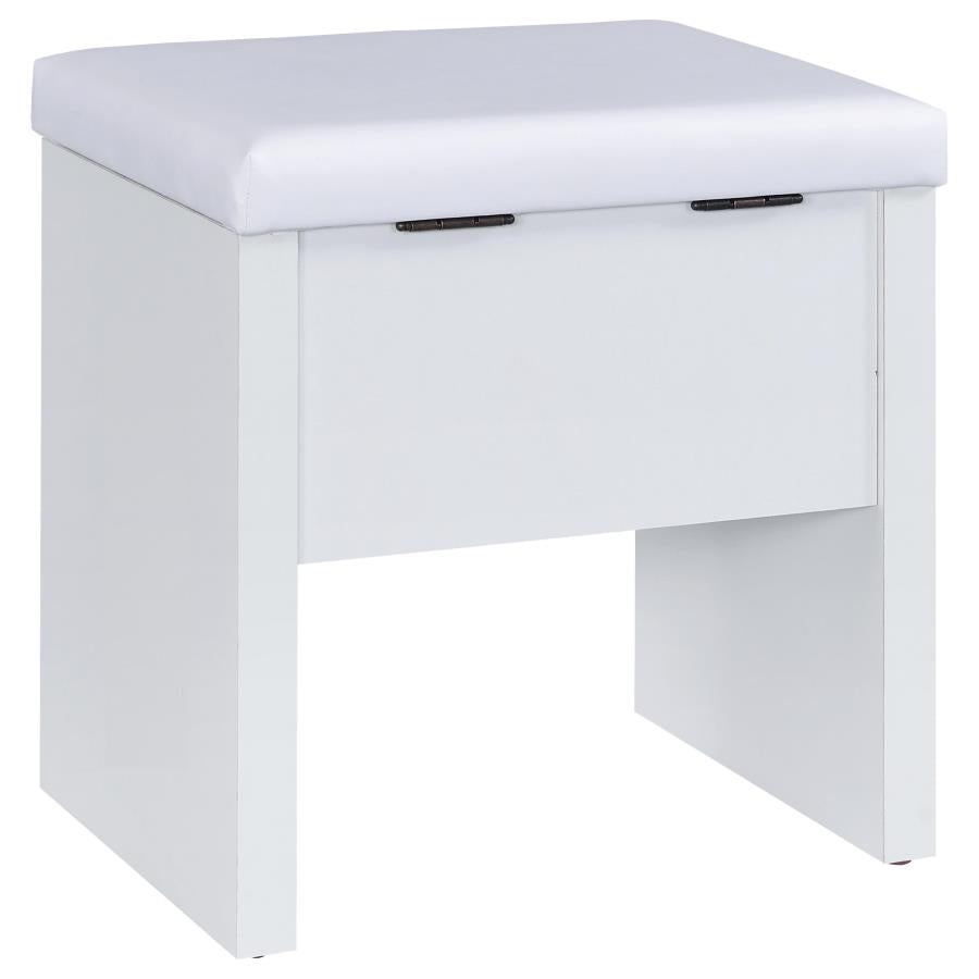 Home & Sleep Outlet - Bunbury Makeup Vanity Table Set Storage Mirror and Stool White