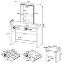 Bunbury Makeup Vanity Table Set Storage Mirror and Stool White