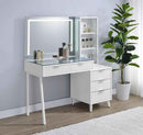 Souza 5-Drawer Makeup Vanity Table With LED Mirror White High Gloss