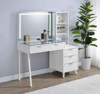 Souza 5-Drawer Makeup Vanity Table With LED Mirror White High Gloss