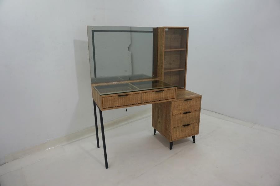 Home & Sleep Outlet - Souza 5-Drawer Makeup Vanity Table With LED Mirror Mango