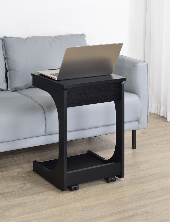 Home & Sleep Outlet - Ralston C-Shaped Lift-Top Sofa Side Table With Casters Black