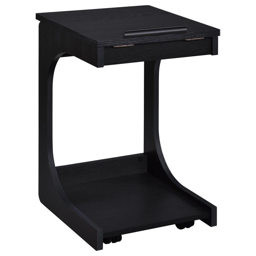 Home & Sleep Outlet - Ralston C-Shaped Lift-Top Sofa Side Table With Casters Black