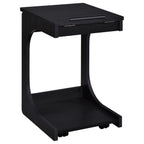Home & Sleep Outlet - Ralston C-Shaped Lift-Top Sofa Side Table With Casters Black