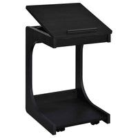 Ralston C-Shaped Lift-Top Sofa Side Table With Casters Black