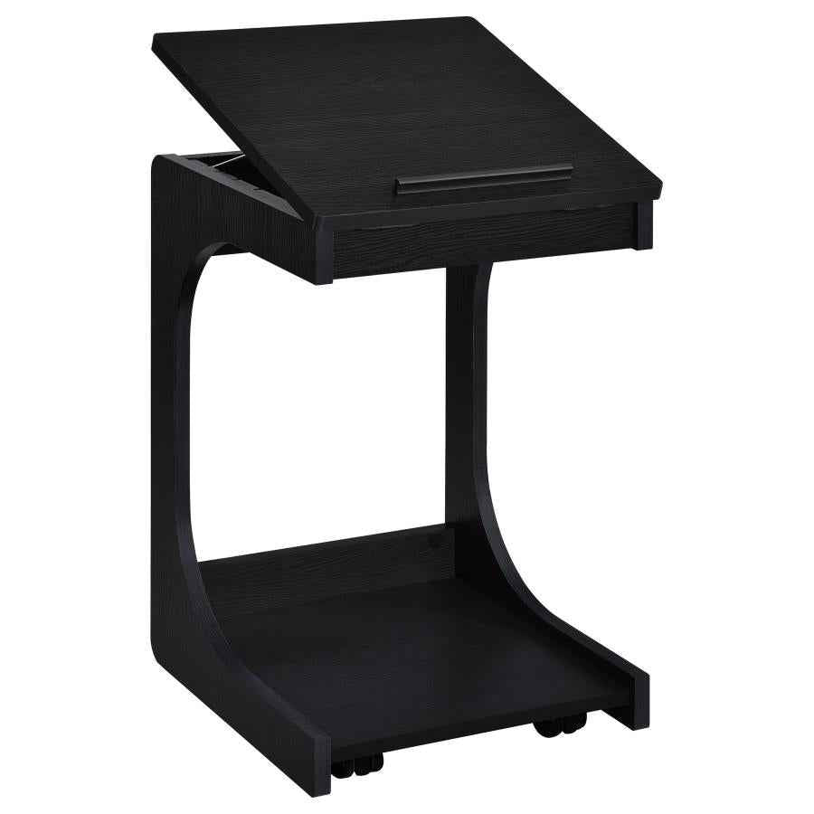 Ralston C-Shaped Lift-Top Sofa Side Table With Casters Black