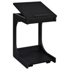 Home & Sleep Outlet - Ralston C-Shaped Lift-Top Sofa Side Table With Casters Black
