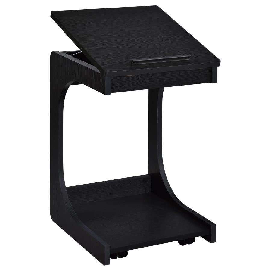 Home & Sleep Outlet - Ralston C-Shaped Lift-Top Sofa Side Table With Casters Black