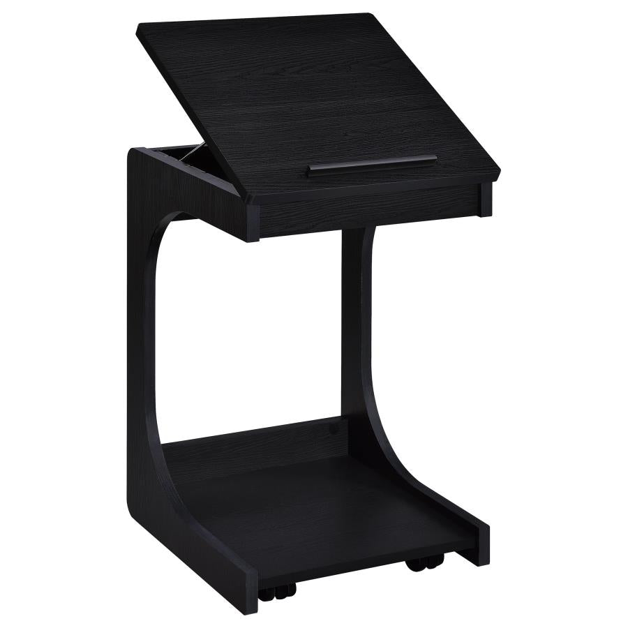 Home & Sleep Outlet - Ralston C-Shaped Lift-Top Sofa Side Table With Casters Black