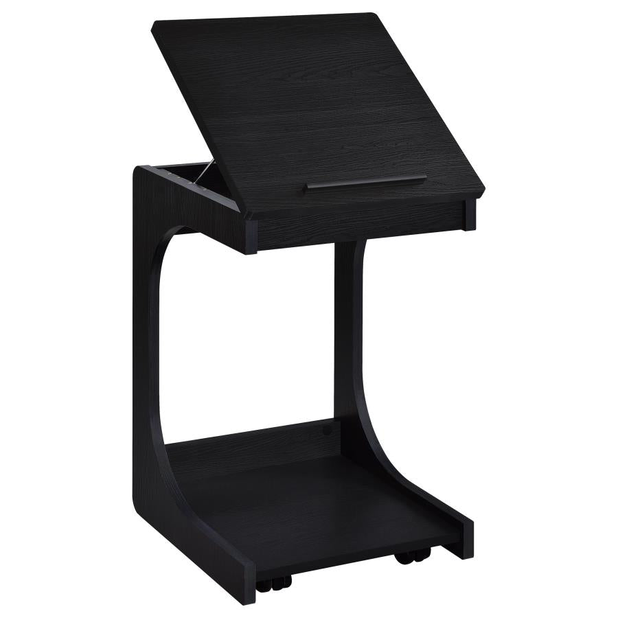 Home & Sleep Outlet - Ralston C-Shaped Lift-Top Sofa Side Table With Casters Black