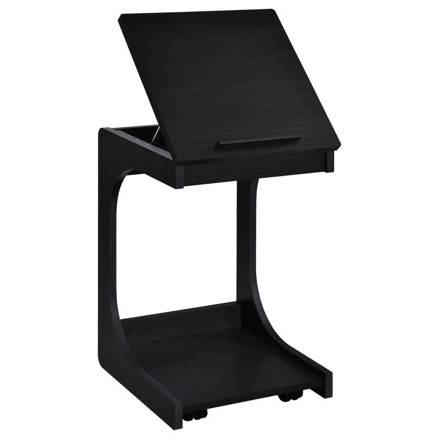 Home & Sleep Outlet - Ralston C-Shaped Lift-Top Sofa Side Table With Casters Black