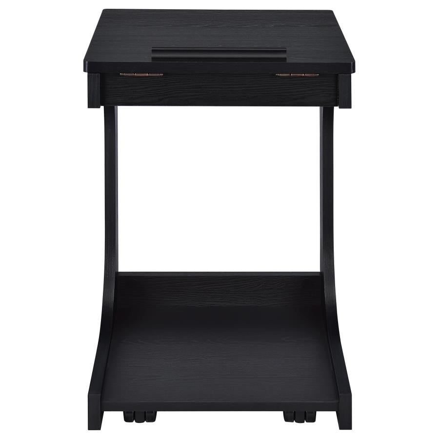 Home & Sleep Outlet - Ralston C-Shaped Lift-Top Sofa Side Table With Casters Black