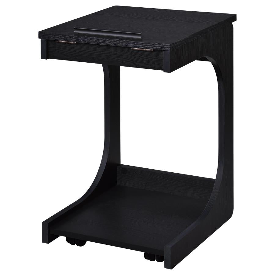 Home & Sleep Outlet - Ralston C-Shaped Lift-Top Sofa Side Table With Casters Black