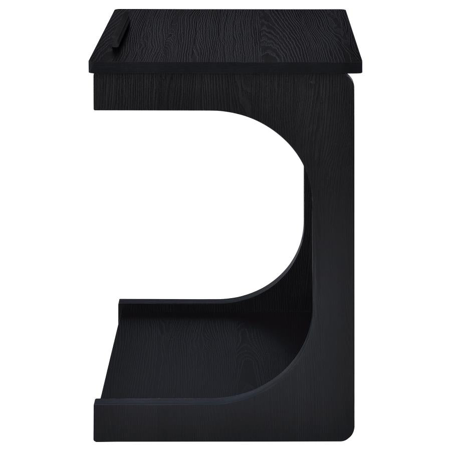 Home & Sleep Outlet - Ralston C-Shaped Lift-Top Sofa Side Table With Casters Black