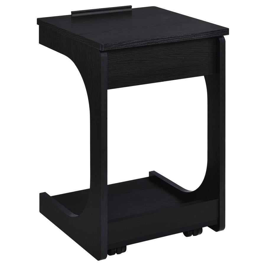 Home & Sleep Outlet - Ralston C-Shaped Lift-Top Sofa Side Table With Casters Black