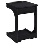 Home & Sleep Outlet - Ralston C-Shaped Lift-Top Sofa Side Table With Casters Black