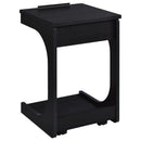 Ralston C-Shaped Lift-Top Sofa Side Table With Casters Black