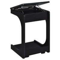 Ralston C-Shaped Lift-Top Sofa Side Table With Casters Black