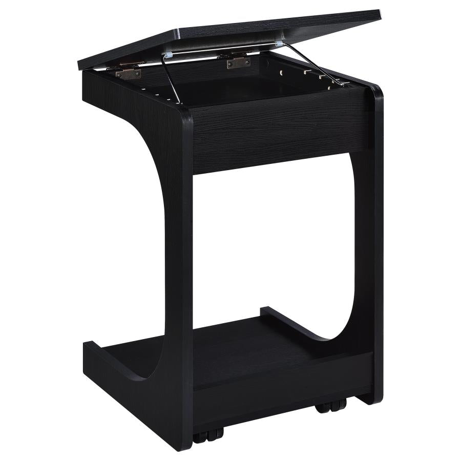 Home & Sleep Outlet - Ralston C-Shaped Lift-Top Sofa Side Table With Casters Black