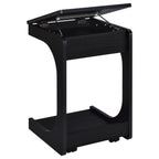 Home & Sleep Outlet - Ralston C-Shaped Lift-Top Sofa Side Table With Casters Black