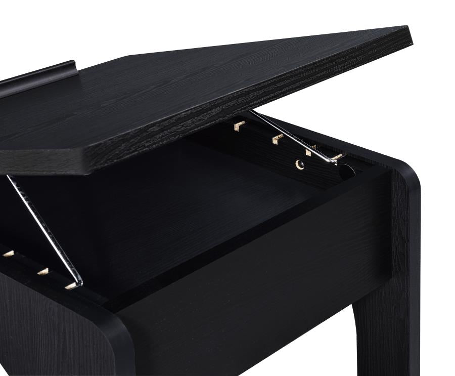 Home & Sleep Outlet - Ralston C-Shaped Lift-Top Sofa Side Table With Casters Black