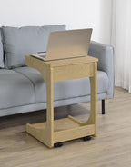 Home & Sleep Outlet - Ralston C-Shaped Lift-Top Sofa Side Table With Casters Light Oak