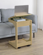 Home & Sleep Outlet - Ralston C-Shaped Lift-Top Sofa Side Table With Casters Light Oak
