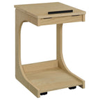 Home & Sleep Outlet - Ralston C-Shaped Lift-Top Sofa Side Table With Casters Light Oak