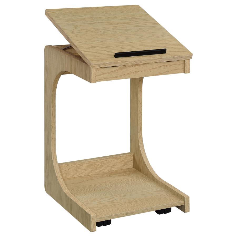 Home & Sleep Outlet - Ralston C-Shaped Lift-Top Sofa Side Table With Casters Light Oak