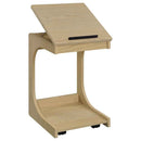 Ralston C-Shaped Lift-Top Sofa Side Table With Casters Light Oak