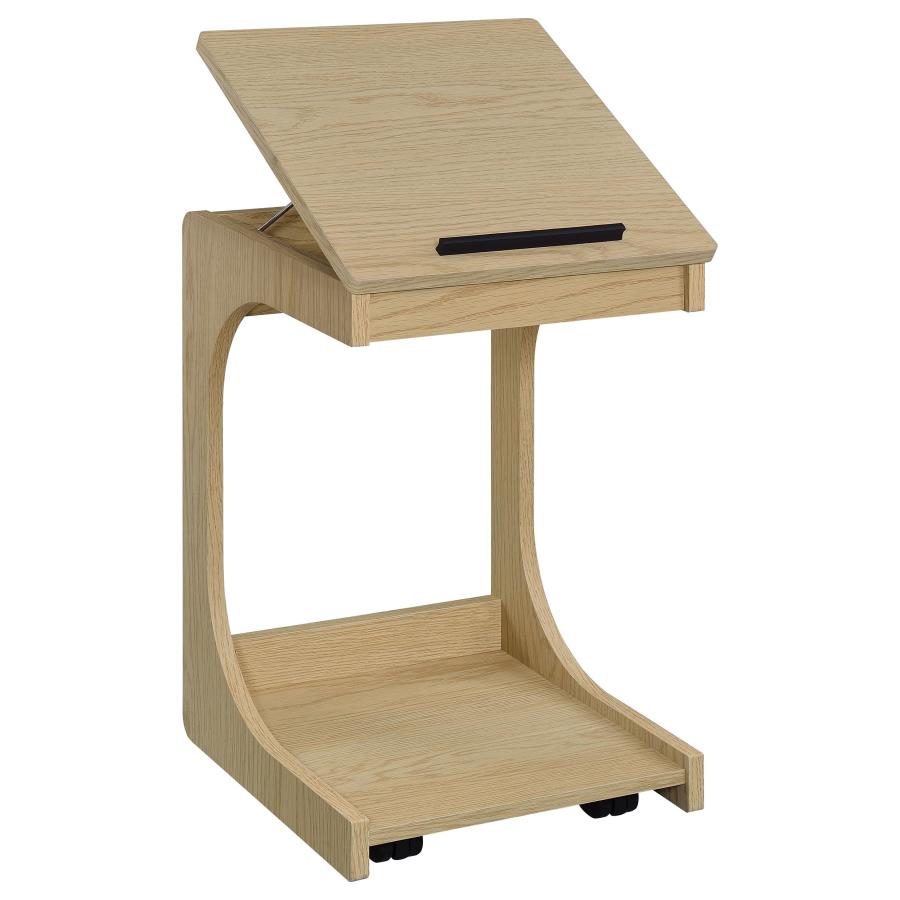 Home & Sleep Outlet - Ralston C-Shaped Lift-Top Sofa Side Table With Casters Light Oak