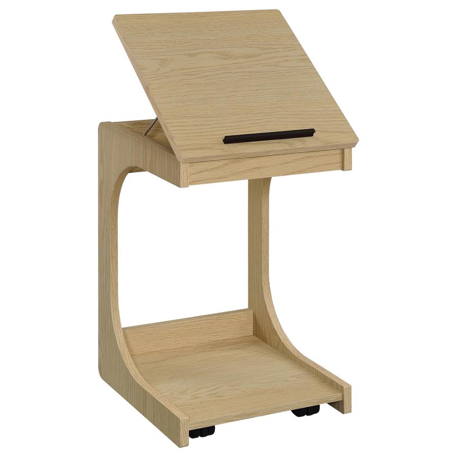 Home & Sleep Outlet - Ralston C-Shaped Lift-Top Sofa Side Table With Casters Light Oak