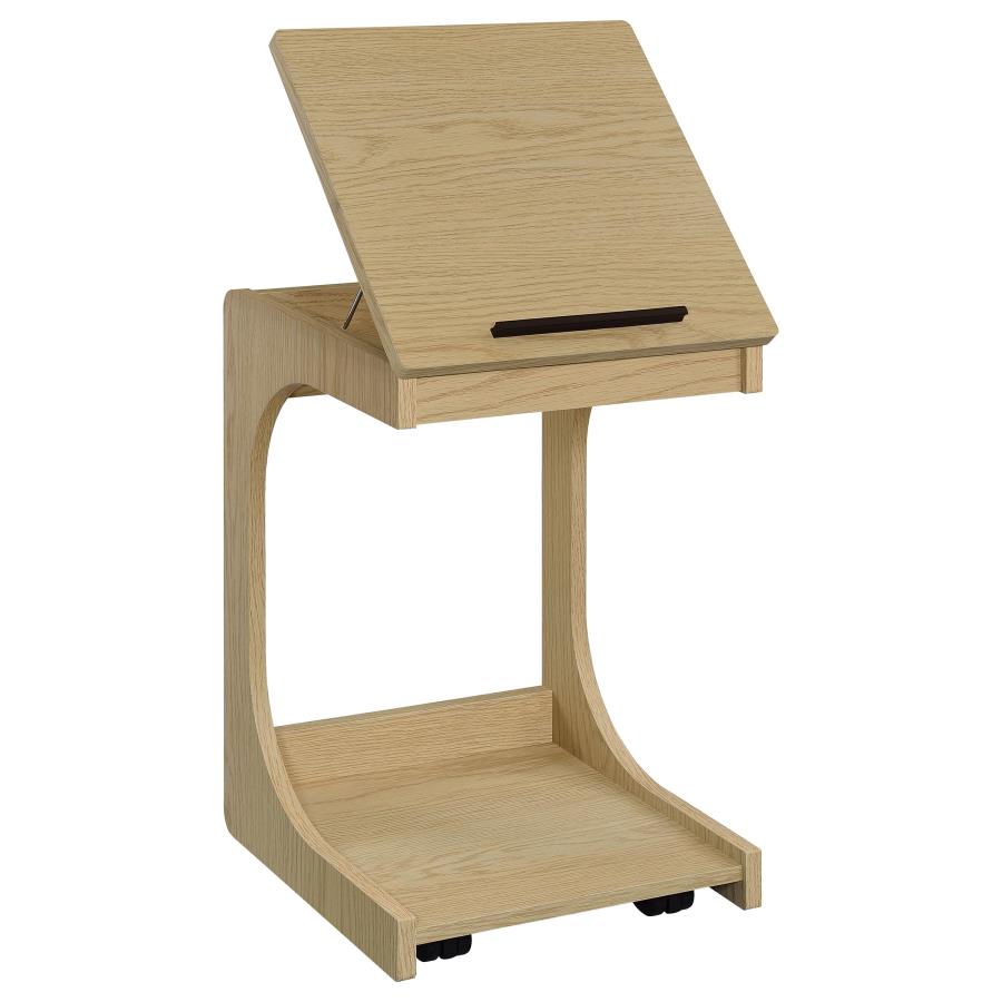 Home & Sleep Outlet - Ralston C-Shaped Lift-Top Sofa Side Table With Casters Light Oak