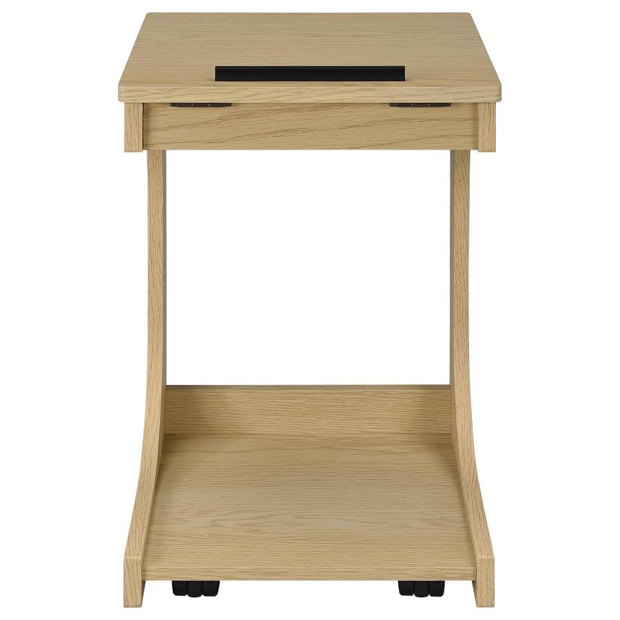 Home & Sleep Outlet - Ralston C-Shaped Lift-Top Sofa Side Table With Casters Light Oak